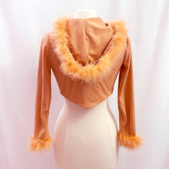 Vintage orange feather-trim bolero jacket - fits like a small/medium - Picture 5 of 6